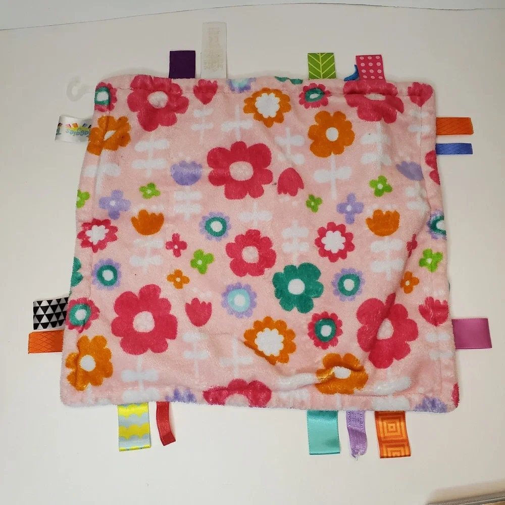 Bright Starts Taggies Security Blanket‎ Baby Lovey Pink Flowers Floral Purple